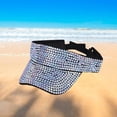 thumbnail image 3 of Sombrero con visera y diamantes de imitación brillantes, protección solar, gorra de visera ajustable a la moda. En blanco y negro, 3 of 9