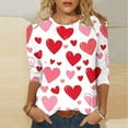 thumbnail image 5 of FMFYFH 3/4 Sleeve Valentine's Shirts for Women Plus Size Love Heart Cute Graphic T Shirts Casual Spring Day Tops Tee, 5 of 5
