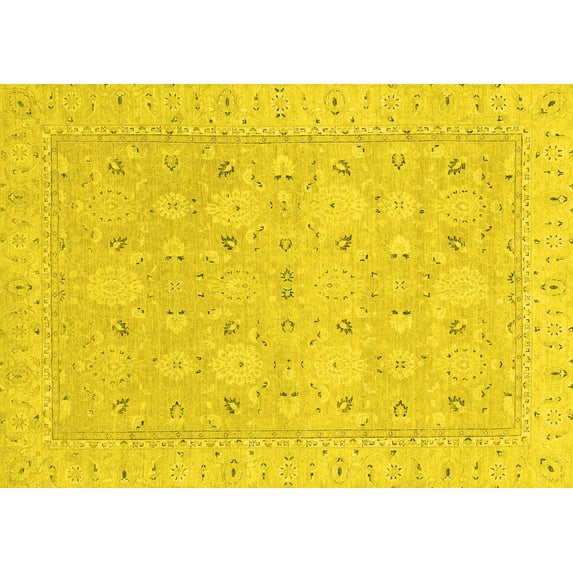 Ahgly Company Machine Washable Indoor Rectangle Abstract Yellow Modern Area Rugs, 3' x 5'