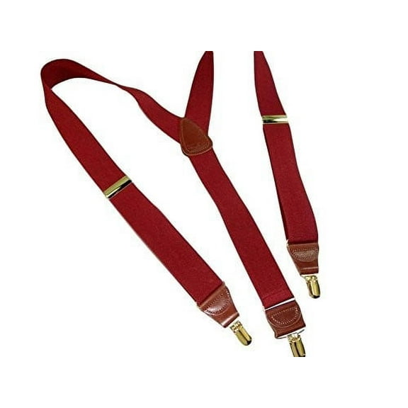 Hold-Ups Merlot Burgundy 1 1/2" wide suspenders in Y-back with Patented No-slip Gold clips