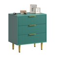 thumbnail image 1 of QinaQin Cómoda moderna de 3 cajones con frente acanalado, mueble de madera con detalles metálicos para recámara, sala o recibidor, 1 of 7