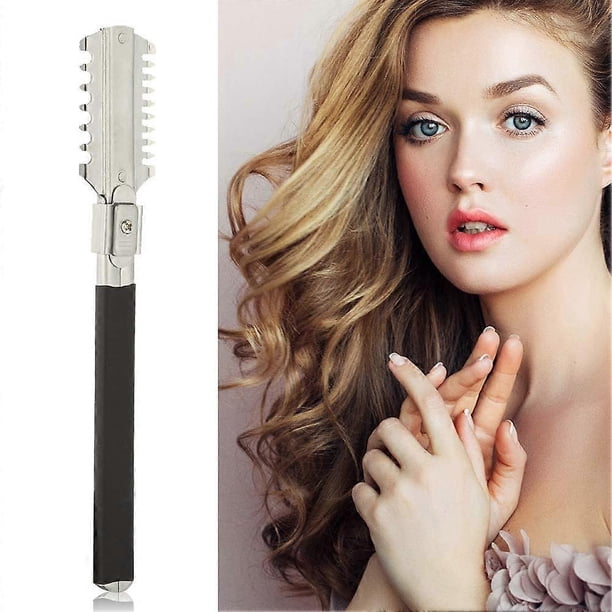 Peine de entresacar de barbero de acero inoxidable con doble filo para un corte de precisión y reemplazo rápido de la cuchilla.