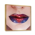 thumbnail image 3 of Designart 'Beautiful Women Lips With Red and Blue Lipstick' Modern Framed Canvas Wall Art Print, 3 of 5