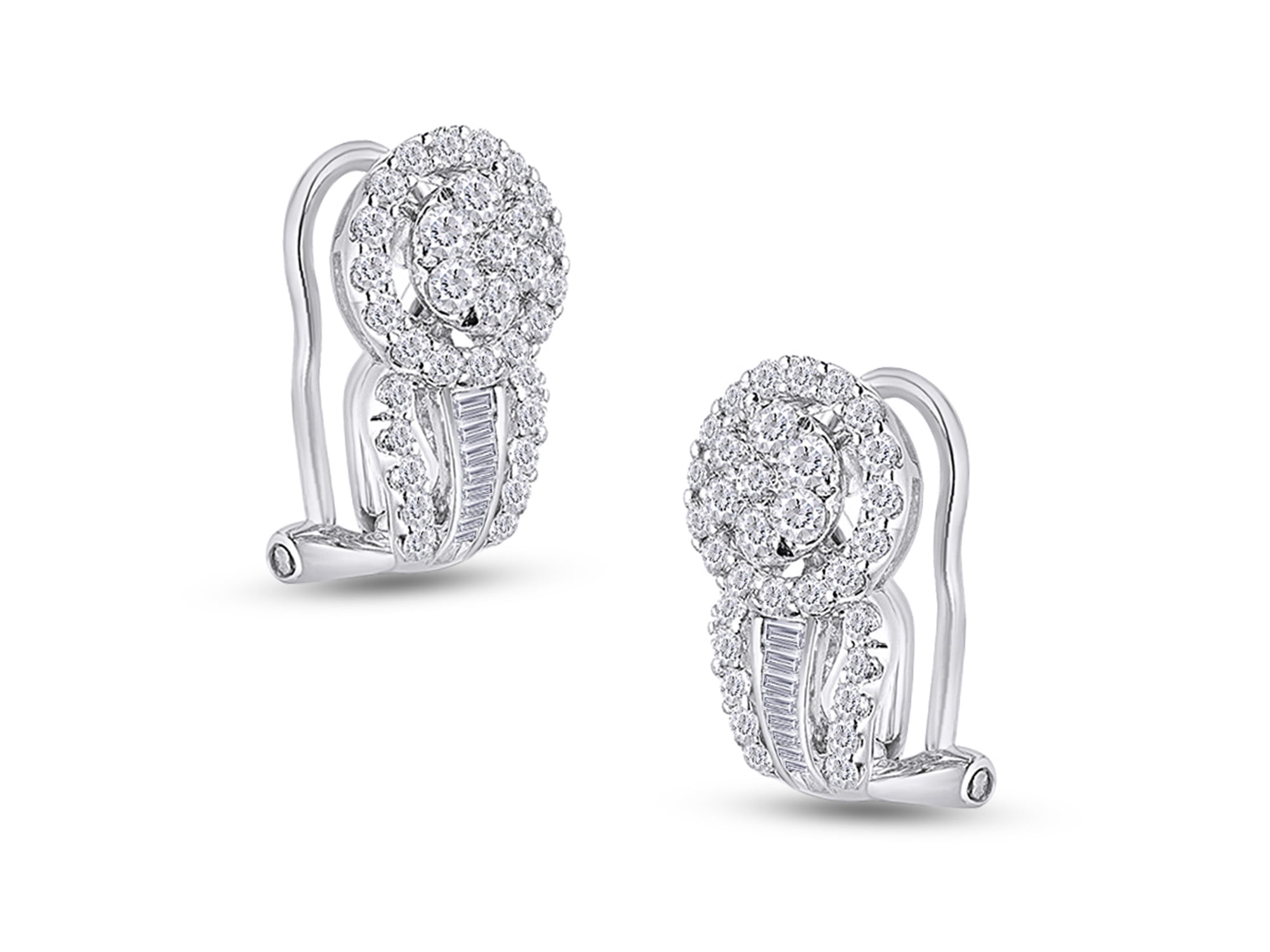 Details about   1Ct Baguette & Round Cut Diamond Unique Huggie Earrings 14K Yellow Gold Over 