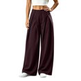 thumbnail image 4 of BRELIL Women's High Waisted Wide Leg Sweatpants Flowy Casual Loose Palazzo Pants Trousers Fall Winter Outfits Streetwear Workout, Wine L, 4 of 7
