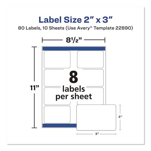 Sure Feed Glossy Labels, 2 x 3, White, 8 Labels/Sheet, 10 Sheets Pack | Bundle of 2