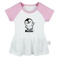 thumbnail image 1 of Hello Funny Dresses For Baby, Newborn Babies Animal Penguin Pattern Skirts, Infant Princess Dress, 0-24M Kids Graphic Clothes (Pink Raglan Dresses, 6-12 Months), 1 of 4