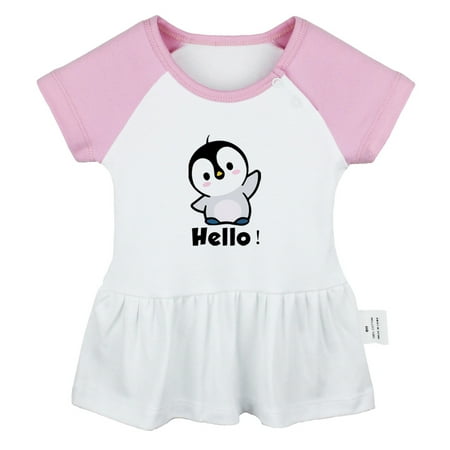 

Hello Funny Dresses For Baby Newborn Babies Animal Penguin Pattern Skirts Infant Princess Dress 0-24M Kids Graphic Clothes (Pink Raglan Dresses 18-24 Months)