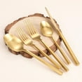 thumbnail image 4 of Juego de cubiertos dorados de acero inoxidable de 30 piezas, juego de cubiertos, cuchillos, tenedor y cuchara, apto para lavavajillas, 4 of 5