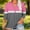 #149-White, variant on Ounisa Women's Tops Floral Stripe Print 3/4 Length Sleeve Pleated Front V Neck Button Tunic T Shirts