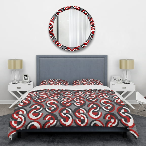 Designart 'Retro Circular Pattern Geometrical' Mid-Century Modern Duvet Cover Set