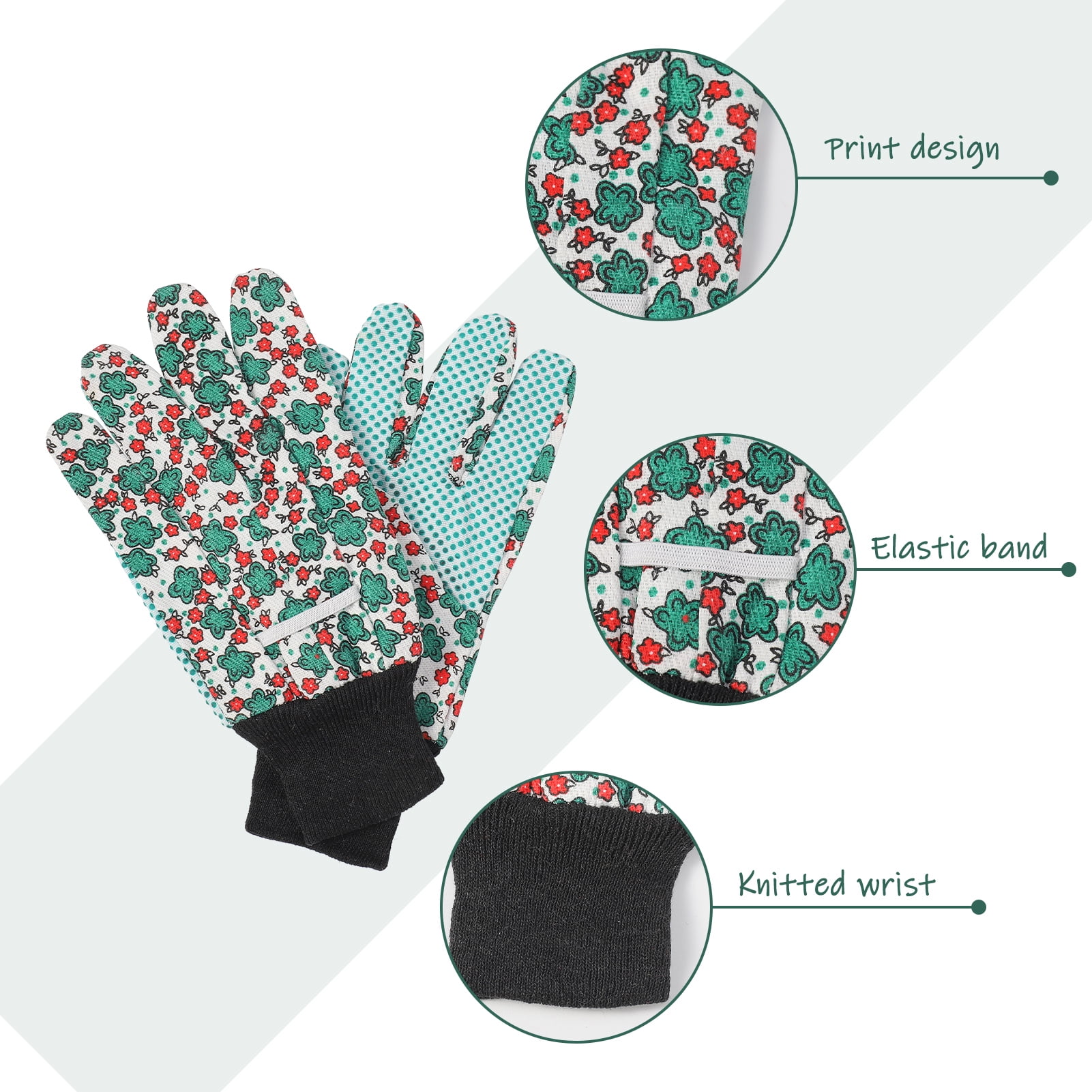 Hengguang 4 Pairs Gardening Gloves for Women, Floral Gardening Gloves for Ladies Women, Garden Gloves with Non-Slip Dots, Elastic Cuffs for Yard, Fishing, Weeding