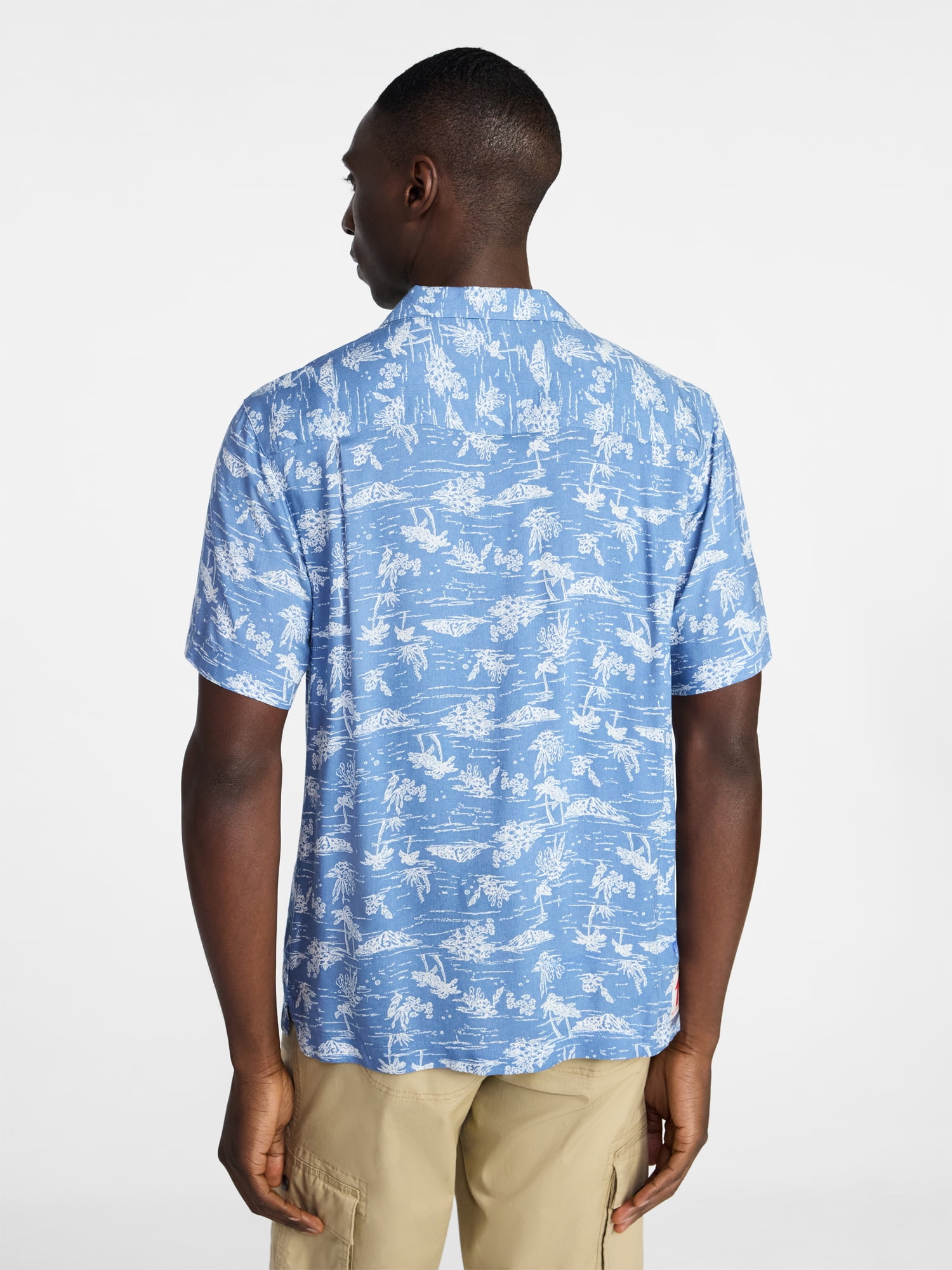 George Men's Relaxed Fit Printed Camp Shirt with Short Sleeves, Sizes S-3XLT