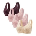 thumbnail image 1 of Diufon 4 Pack Wide Strap Bra for Women Everyday Front Closure Wireless Full Coverage Bras Push Up Seamless Bra, 1 of 2
