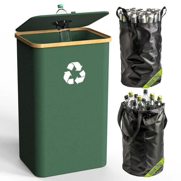 Papelera de reciclaje Pakusane para cocina, interior y hogar, 100 litros, color verde