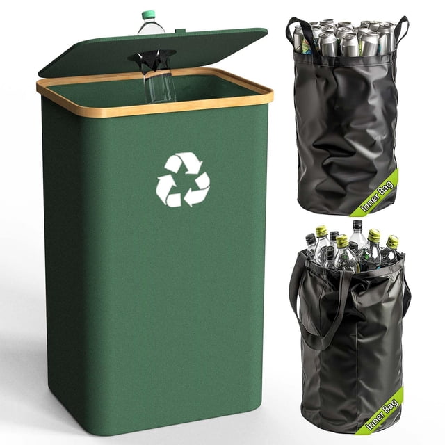 Papelera de reciclaje Pakusane para cocina, interior y hogar, 100 litros, color verde