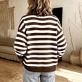thumbnail image 6 of Fengqque Lady's Winter Long-sleeved Button-down Knitted Cardigan With Striped Sweater Coat, 6 of 7