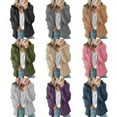 thumbnail image 6 of Aosijia Women Jacket Female Hooded Fleece Plush Coat Plus Size Winter Warm Zipper Top Overcoat Outerwear Coffee M, 6 of 7