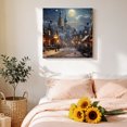 thumbnail image 4 of Canvas Wall Art, Christmas Town, Framed Canvas Prints for Bathroom Desk, Winter Snow Old World Vintage House Small Gallery Wrapped Wall Decor for Home Office, Gifts, 8"x8" Ship Next Day, 4 of 9