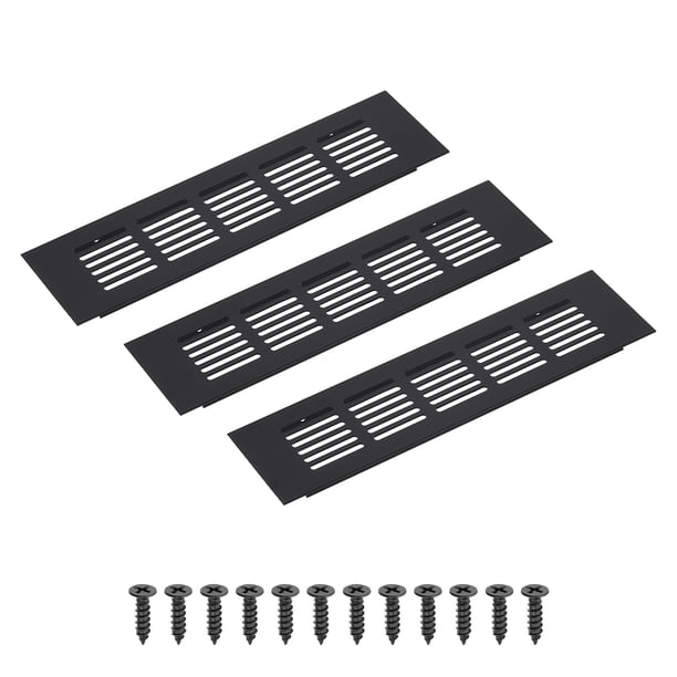 Cubierta de ventilación rectangular Uxcell 9 x 2.4" 3Pcs de aluminio color negro