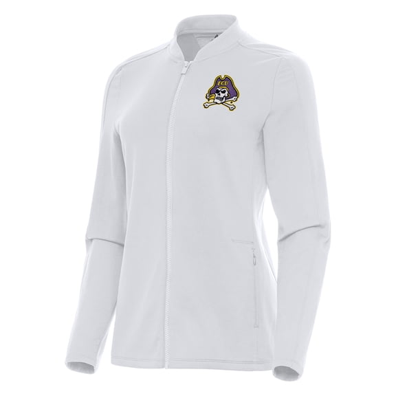 Women's Antigua White ECU Pirates Continual Full-Zip Jacket