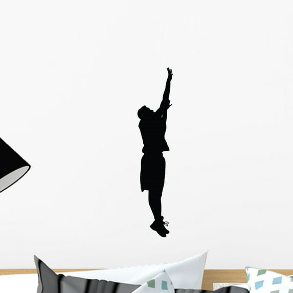Basketball Player Silhouette Wall Decal by Wallmonkeys Peel and Stick Graphic (18 in H x 4 in W) WM142963