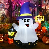 GOOSH Halloween Inflatable 5 FT Halloween Ghost Inflatable with Hand-Held Light, Cute Blow Up Ghost Halloween Ghost Decorations with Built-in LEDs, Halloween Decorations Clearance for Holiday/Party