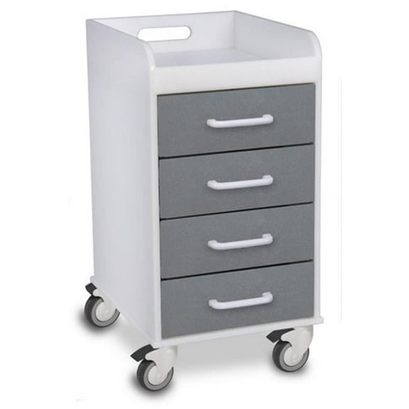 Silver Metallic Polyethylene Compact 4 Drawer Locking Cart - 14 x 27 x 19 in.