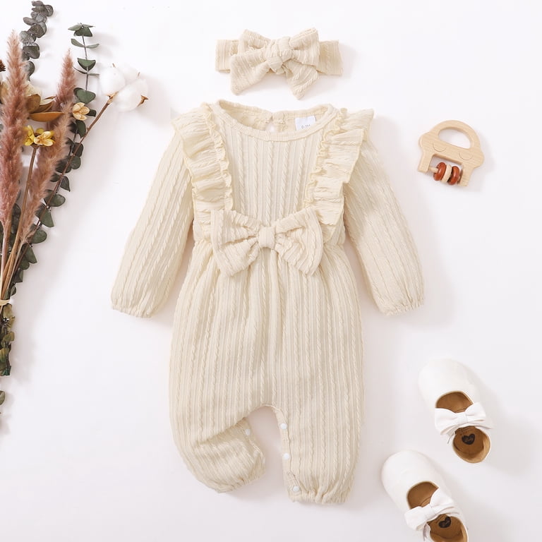 Younger Tree Baby Girl Ruffle Sleeve Romper with Headband photo 5