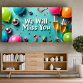 thumbnail image 5 of Teal Background Banner with Golden We Will Miss You Text Party Decoration with Balloons Fireworks Stars Ideal for Farewell Parties Photo Backdrops Celebrations Decor Events, 5 of 8
