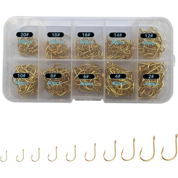 Small Fishing Hooks for Freshwater, Trout Fish Hook Set, 10 Sizes #2-#20