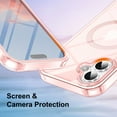 thumbnail image 6 of for iPhone 16 Case Magnetic, [Compatible with Magsafe] Built-in Screen Protector Shockproof Dustproof Crystal Clear Anti-Scratch Folio Flip Phone Case for iPhone 16, Pink, 6 of 6