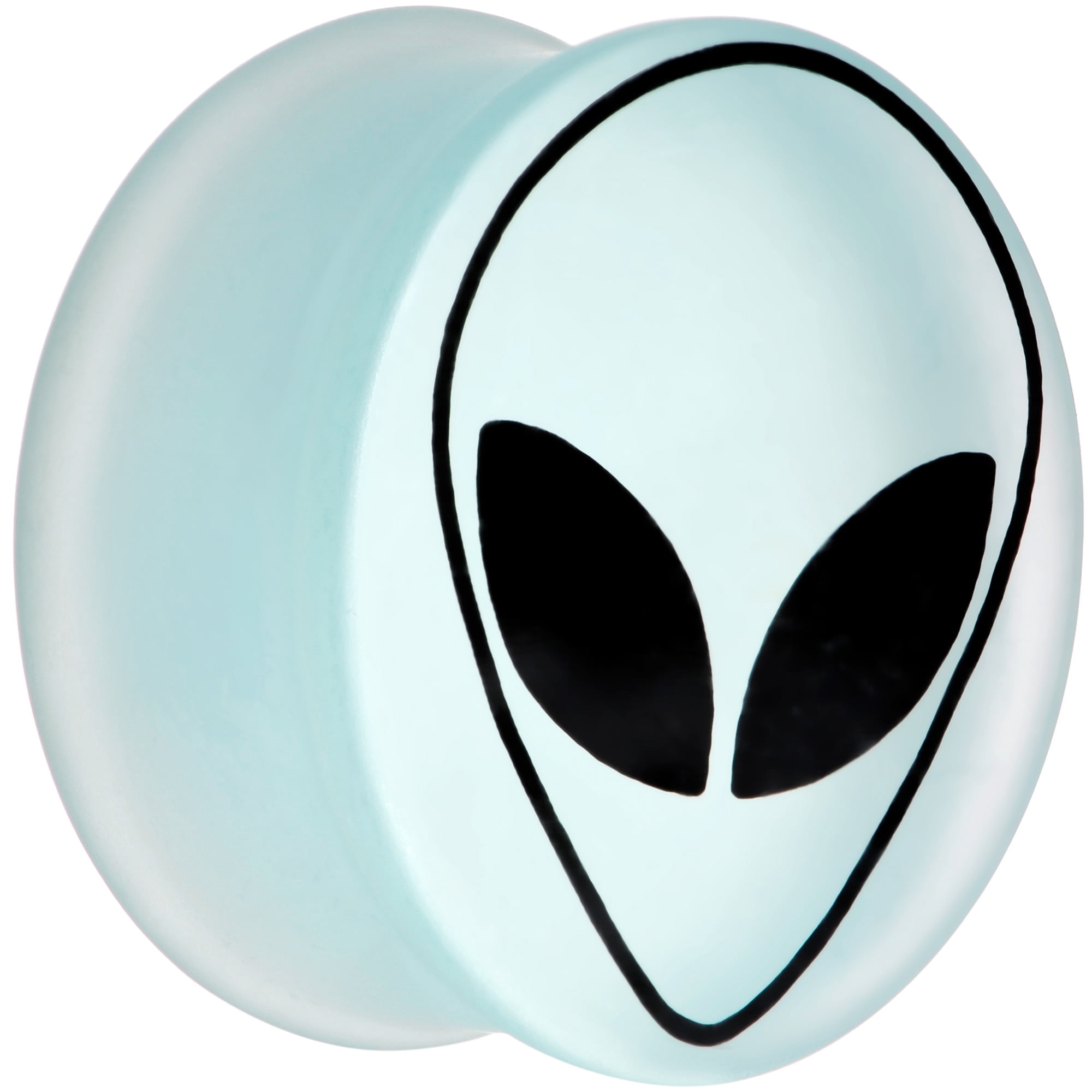 Body Candy Womens 2Pc White Matte Glass UFO Alien Face Double Flare Ear Plug Gauges Set of 2 28mm