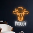 thumbnail image 2 of Handmadetneonsign Cowboy Cow Mooody Neon Sign, Cow Cowboy Art Decor, Western Cow Animal Wall Decor, 2 of 5