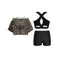 thumbnail image 2 of TSSOE Kids Girls Dance Crop Tops and Shorts with Hooded Sweatshirt Set 3 Pieces Dance Sports Outfits B Leopard 12, 2 of 5