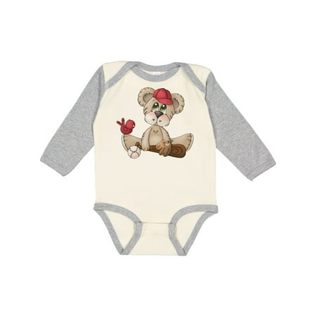 

Inktastic Baseball Teddy Bear Gift Baby Boy Long Sleeve Bodysuit