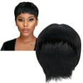 thumbnail image 5 of Cut Wig Human Hair Short Cut Wigs for Black Women Glueless Layered Full Machine Made Natural Straight Non-Lace Front Wig 945 Inch 1B Color, 5 of 6
