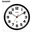 "Sharp 12"" Atomic Wall Clock, Battery Operated, Matte Black Modern
