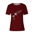 thumbnail image 4 of Tii.MM Hauts d'Été pour Femmes 2025 T-Shirt Graphique à Manches Courtes Col Ras du Cou T-Shirts à Imprimé Pissenlit T-Shirts Mignons Basiques, 4 of 4