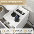 thumbnail image 6 of Costway Nightstand with Charging Station Home Bedside Sofa Side Tables with 2 Drawers White, 6 of 10