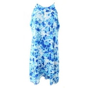 New Calvin Klein Womens Sz 2P Printed Keyhole Sundress Blue Dress 2980-3