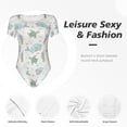 thumbnail image 4 of KLL Women 's Crew Neck Bodysuit Jumpsuits Whale And Turtle Print Short onesies Stretch T Shirts, 4 of 7