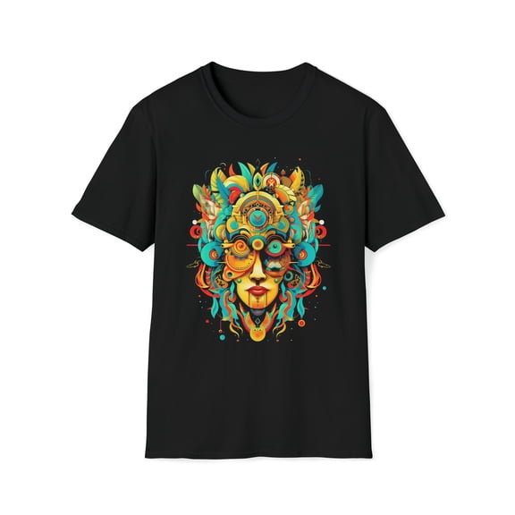 Woman Floral Feathers Unisex Softstyle T-Shirt Boho Egyptian Style