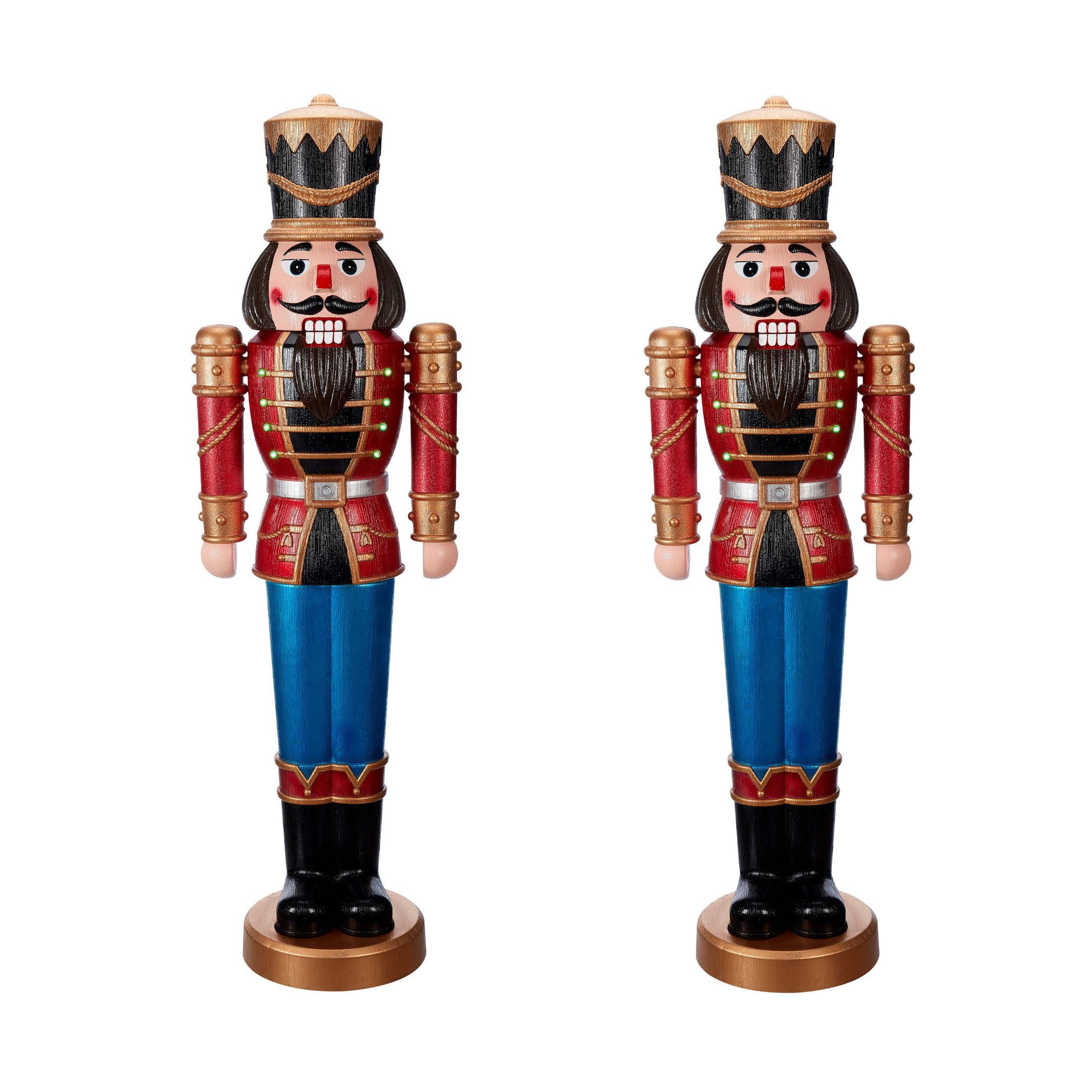 Holiday Time Red Nutcracker Light Up with Sound Indoor/Outdoor Christmas Decoration, 68