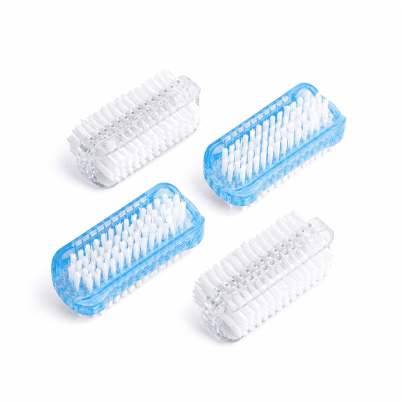 GQCLNBH 4 Pack Dual-Sided Nail Brush, Hand and Fingernail Cleaning Brushes, Easy-Grip Plastic Brush Set, 2 Blue 2 Clear