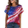 thumbnail image 2 of KDDYLITQ 250th Anniversary Usa Shirts Womens 250th Anniversary Printed Short Sleeve T-Shirts Usa Flag Crew Neck Baggy Tees Patriotic Comfy Tops Light Blue M, 2 of 5