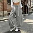 thumbnail image 4 of Vixolx Womens Wide Leg Sweatpants Decorative Drawstring Elastic Waist Baggy Barrel Pants with Pockets Casual Solid Color Trousers, 4 of 7