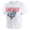 thumbnail image 2 of Women's-WEAR by Erin Andrews  White Chicago Cubs Distressed Cropped Baby T-Shirt, 2 of 4