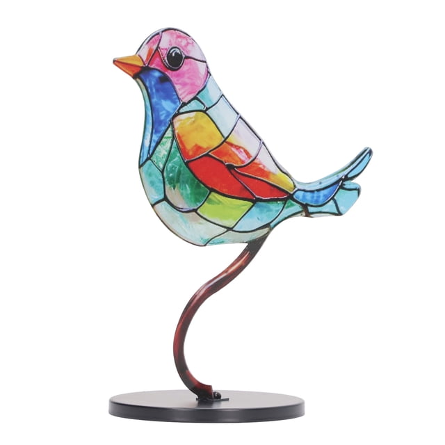 Figura de pájaro colorida de metal base desmontable adorno de arte de pájaro de metal descompresión teñida para amigos para Año Nuevo ANGGREK Otros