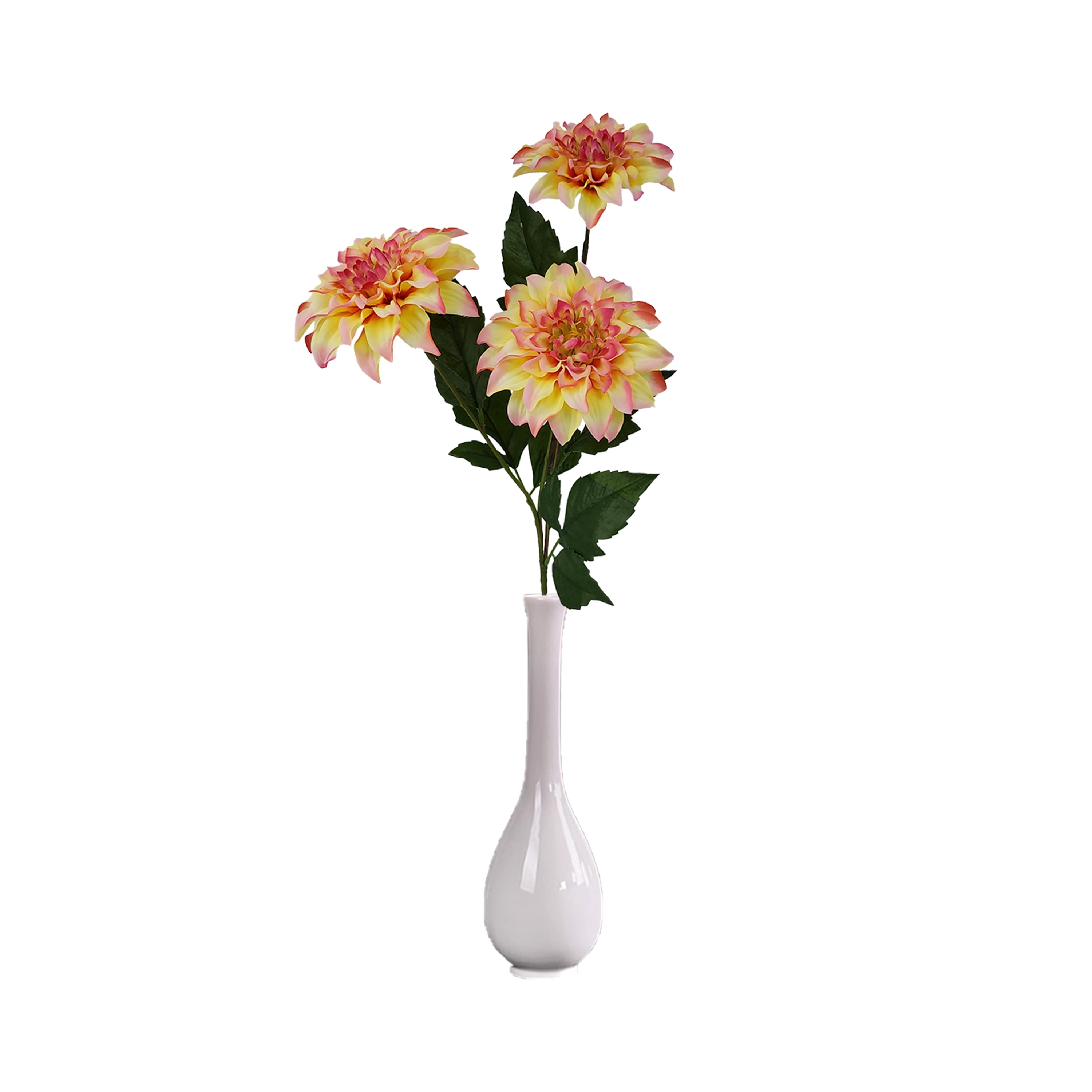 (3 pack) Mainstays Artificial Dahlia Flower Stem, Yellow, 28.75 in